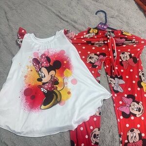 Disney Minnie Mouse Kids Pajama Set - Red and White